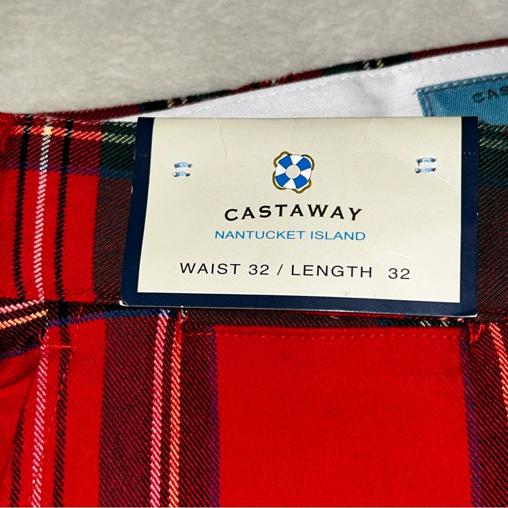 Castaway Men's Red and Green Plaid Pants size 32”x32” NEW - Picture 7 of 14